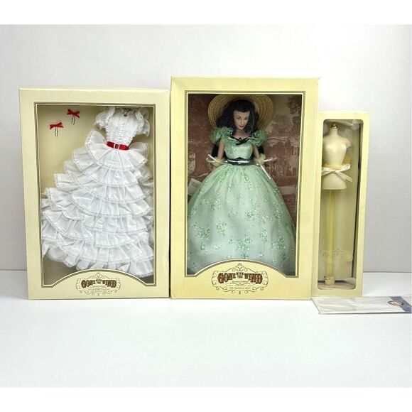Franklin Mint Gone With The Wind Scarlett O’Hara Doll Outfits Lot of 3 NRFB 15in